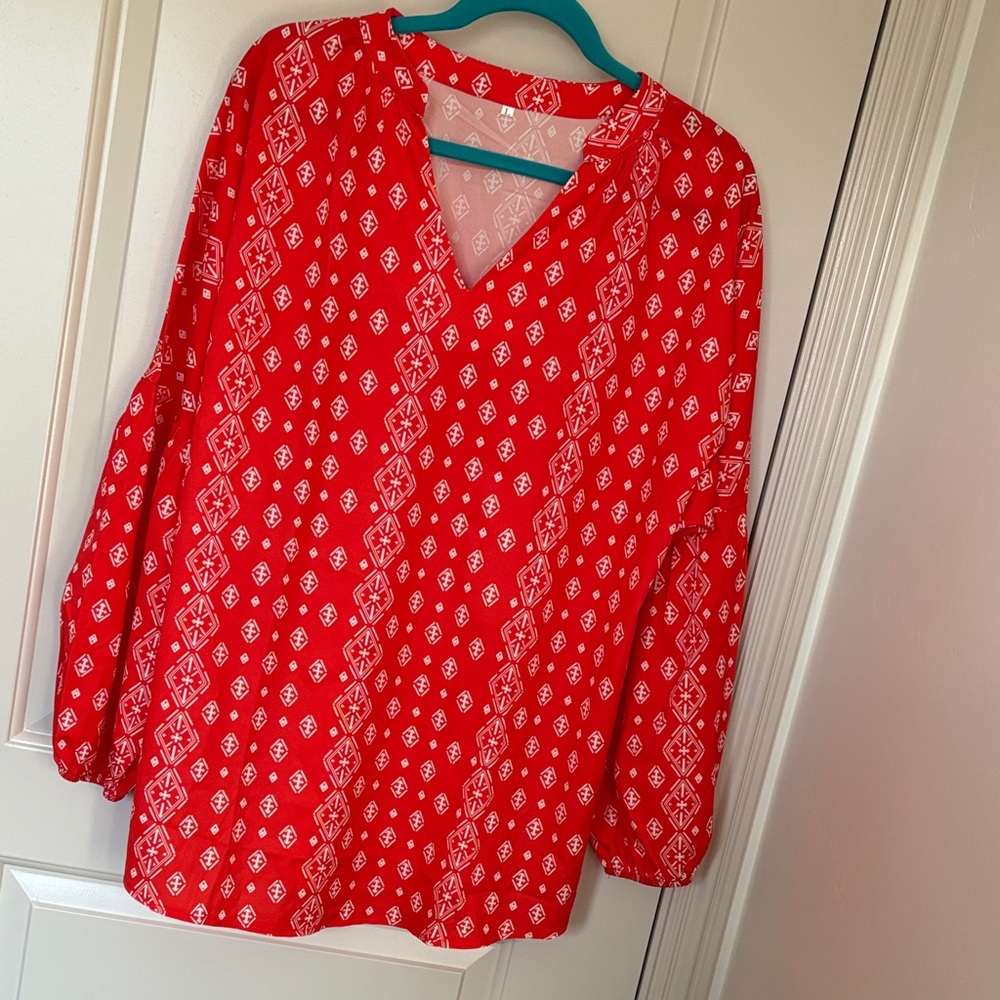 Red Patterned Women's Top